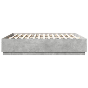 Bettgestell mit LED Betongrau 200x200 cm