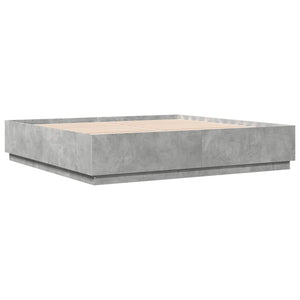 Bettgestell mit LED Betongrau 200x200 cm