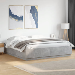 Bettgestell mit LED Betongrau 200x200 cm