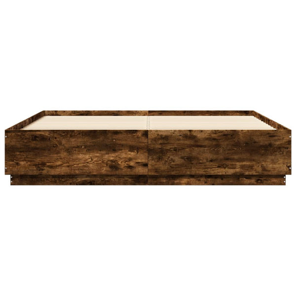 Bettgestell Räuchereiche mit LED 200x200 cm