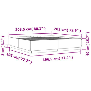 Bettgestell mit LED Grau 200x200 cm