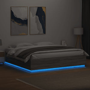 Bettgestell mit LED Grau 200x200 cm
