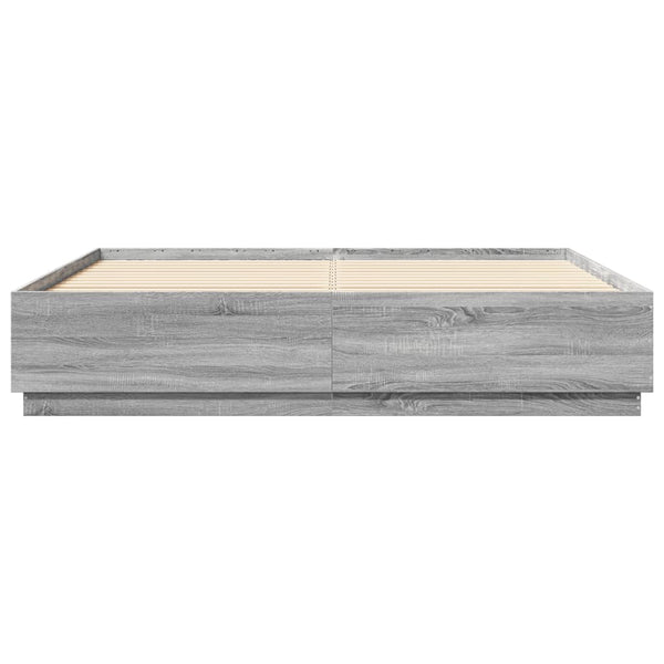 Bettgestell mit LED Grau 200x200 cm