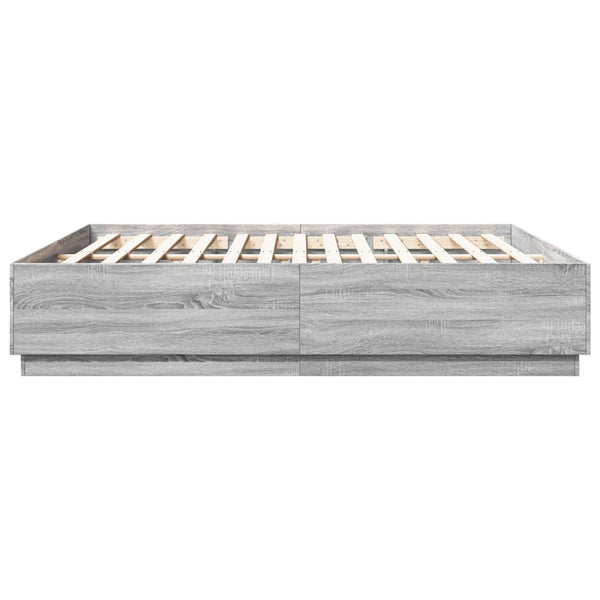 Bettgestell mit LED Grau 200x200 cm