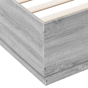 Bettgestell mit LED Grau 200x200 cm
