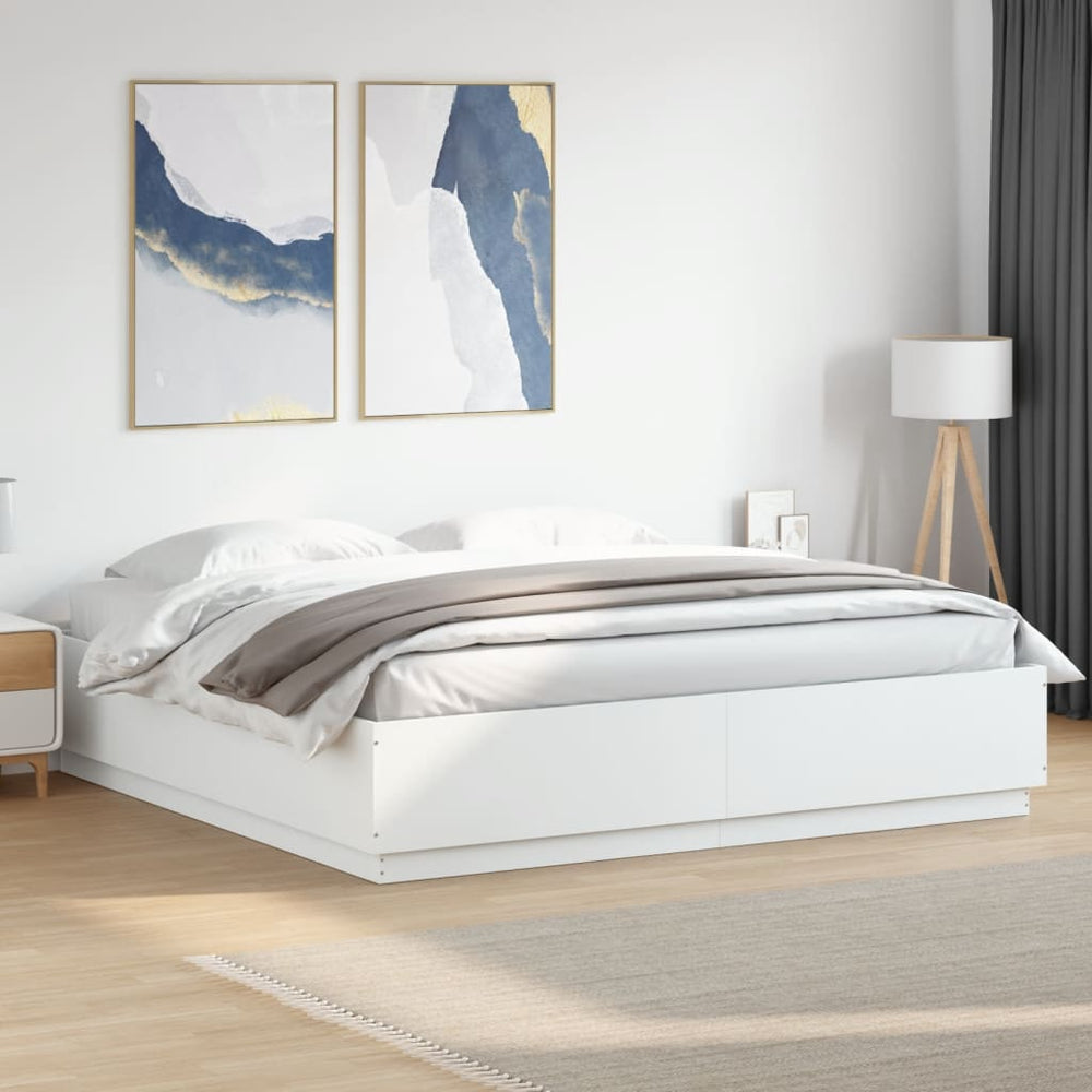 Bettgestell mit LED Weiß 180x200 cm