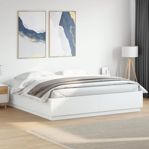 Bettgestell mit LED Weiß 180x200 cm