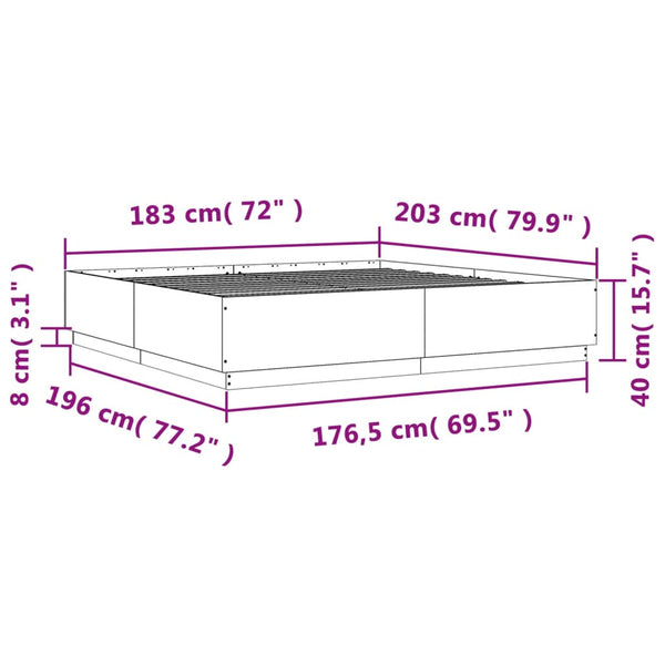 Bettgestell mit LED Schwarz 180x200 cm