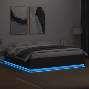 Bettgestell mit LED Schwarz 180x200 cm