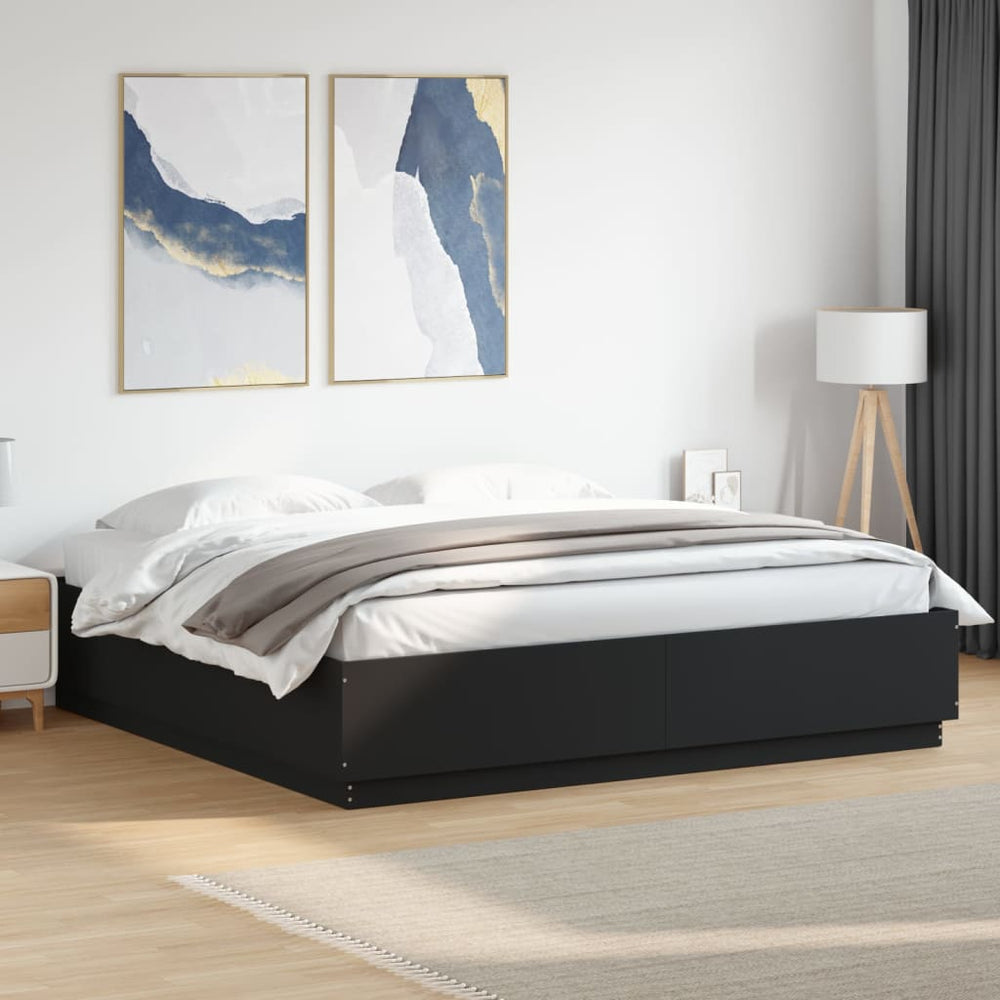 Bettgestell mit LED Schwarz 180x200 cm