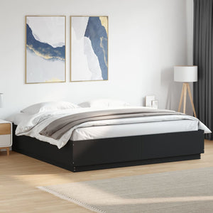 Bettgestell mit LED Schwarz 180x200 cm