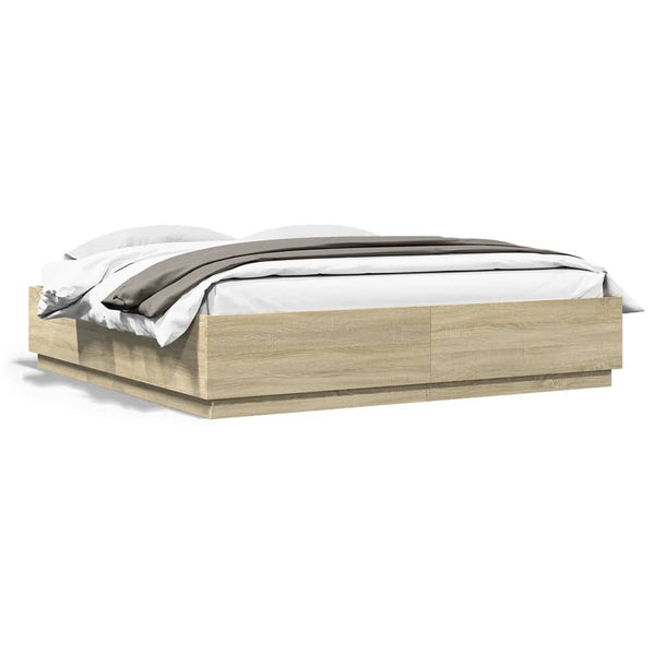 Bettgestell mit LED 180x200 cm Sonoma Eiche