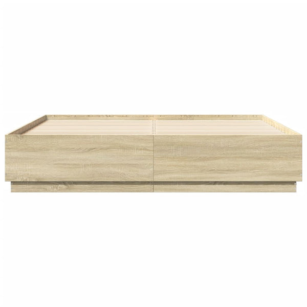 Bettgestell mit LED 180x200 cm Sonoma Eiche