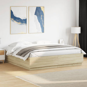 Bettgestell mit LED 180x200 cm Sonoma Eiche