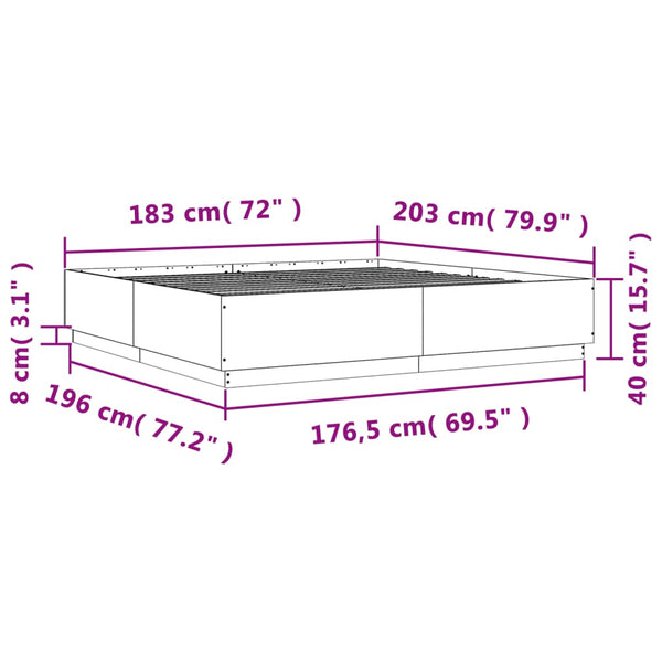 Bettgestell mit LED Grau 180x200 cm