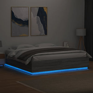 Bettgestell mit LED Grau 180x200 cm