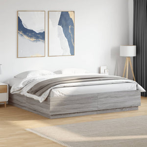 Bettgestell mit LED Grau 180x200 cm