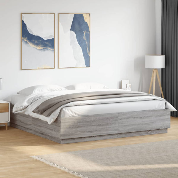 Bettgestell mit LED Grau 180x200 cm