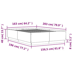 Bettgestell mit LED 160x200 cm Sonoma-Eiche