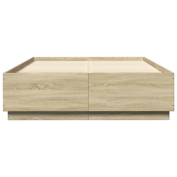 Bettgestell mit LED 160x200 cm Sonoma-Eiche