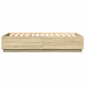 Bettgestell mit LED 160x200 cm Sonoma-Eiche