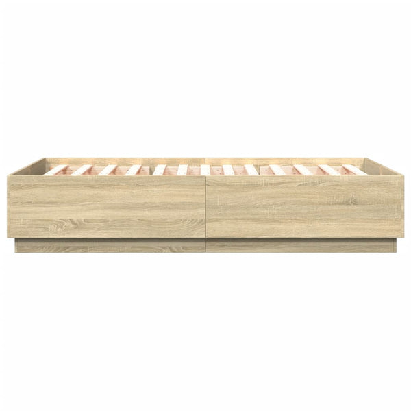 Bettgestell mit LED 160x200 cm Sonoma-Eiche