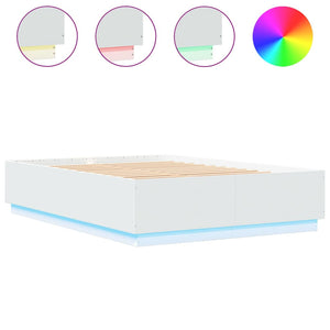 vidaXL LED Bed Frame White 150x200 cm Engineered Wood