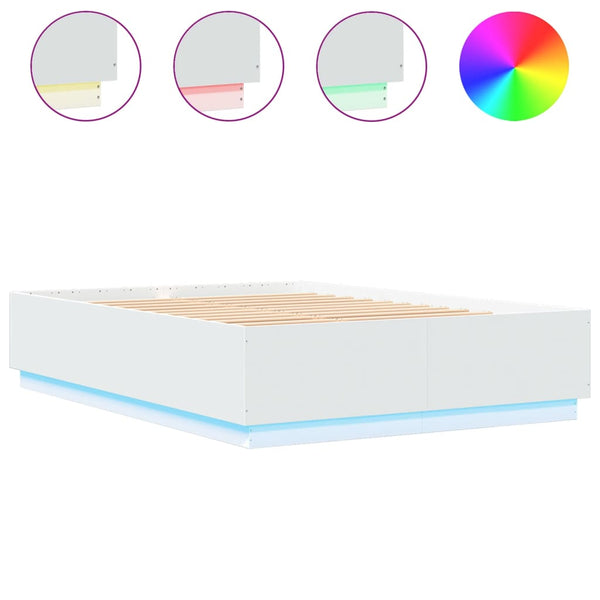 vidaXL LED Bed Frame White 150x200 cm Engineered Wood