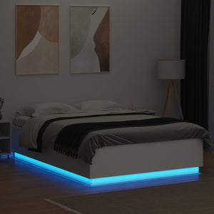 vidaXL LED Bed Frame White 150x200 cm Engineered Wood