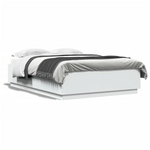 vidaXL LED Bed Frame White 150x200 cm Engineered Wood