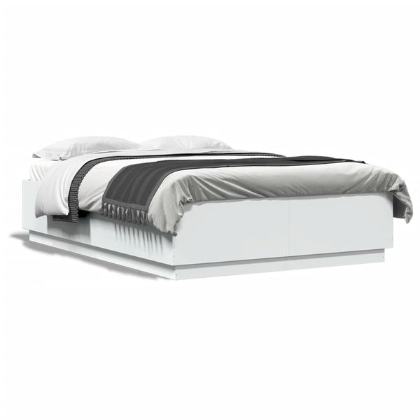 vidaXL LED Bed Frame White 150x200 cm Engineered Wood
