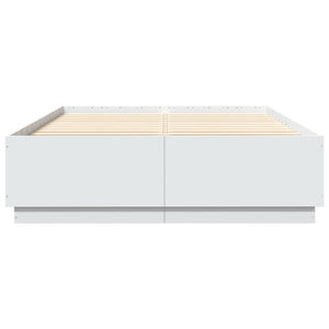 vidaXL LED Bed Frame White 150x200 cm Engineered Wood