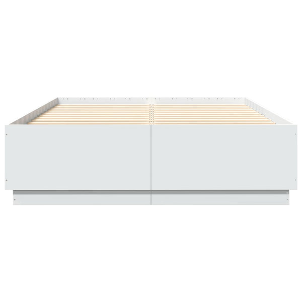 vidaXL LED Bed Frame White 150x200 cm Engineered Wood