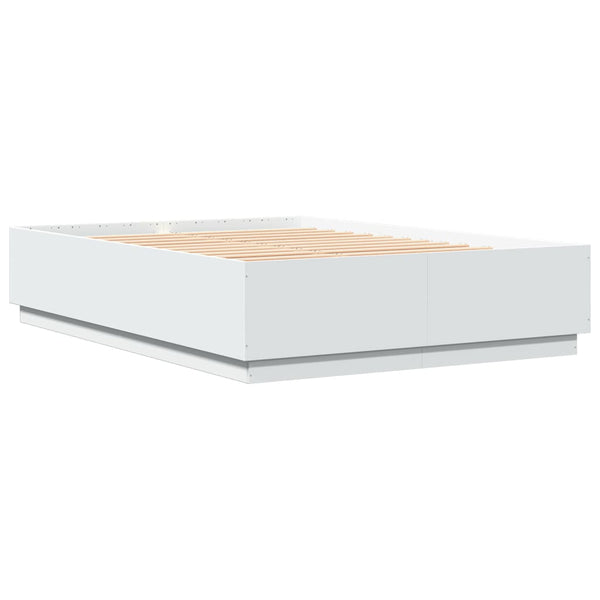 vidaXL LED Bed Frame White 150x200 cm Engineered Wood