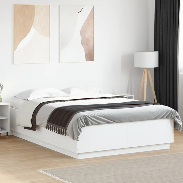 vidaXL LED Bed Frame White 150x200 cm Engineered Wood