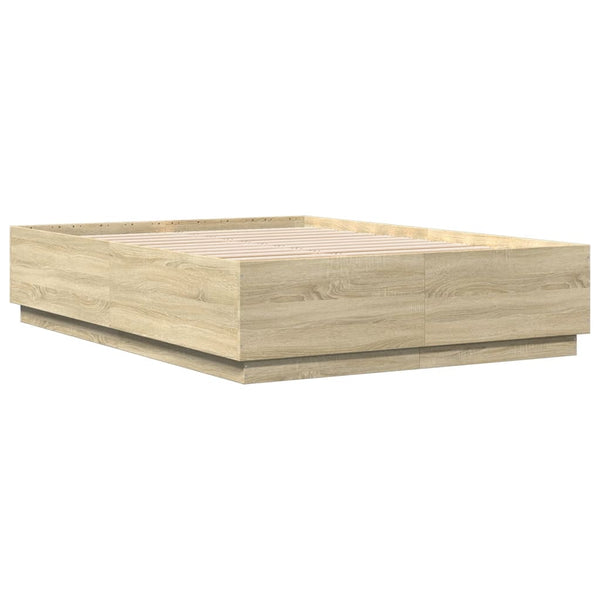 vidaXL Bed Frame with LED Sonoma Oak 150x200 cm Engineered Wood