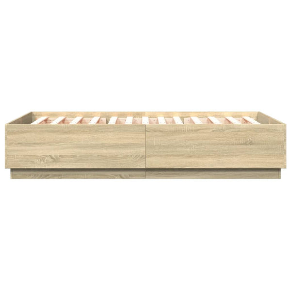 vidaXL Bed Frame with LED Sonoma Oak 150x200 cm Engineered Wood