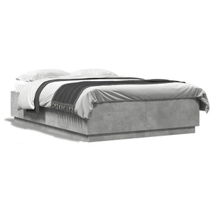 vidaXL LED Bed Frame Concrete Grey 150x200 cm Engineered Wood