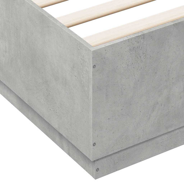 vidaXL LED Bed Frame Concrete Grey 150x200 cm Engineered Wood