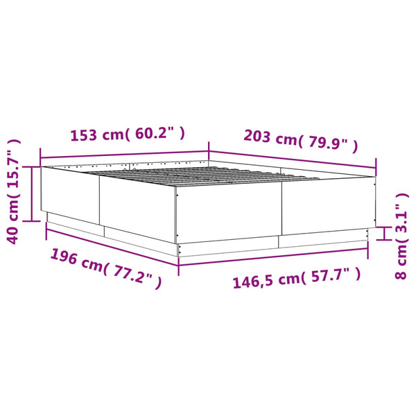 vidaXL LED Bed Frame Gray Sonoma 150x200 cm Engineered Wood