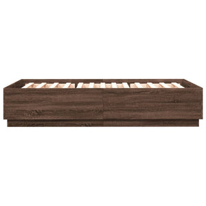 vidaXL Bed Frame with LED Brown Oak-Look 150x200 cm Engineered Wood
