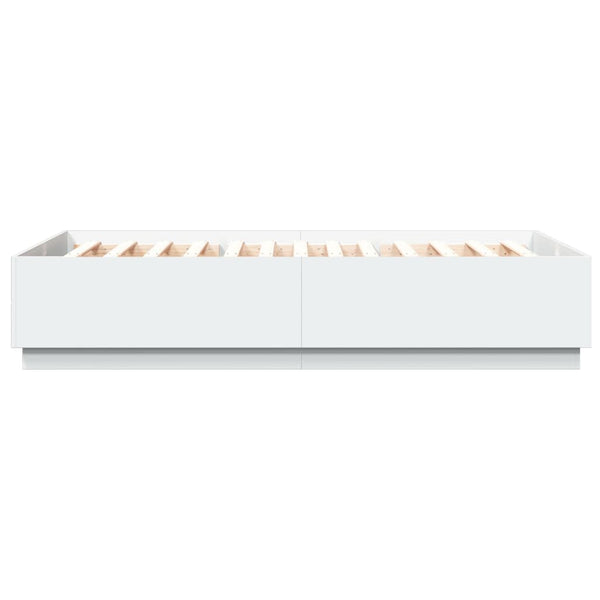 vidaXL Bed Frame with LED White 140x200 cm Engineered Wood