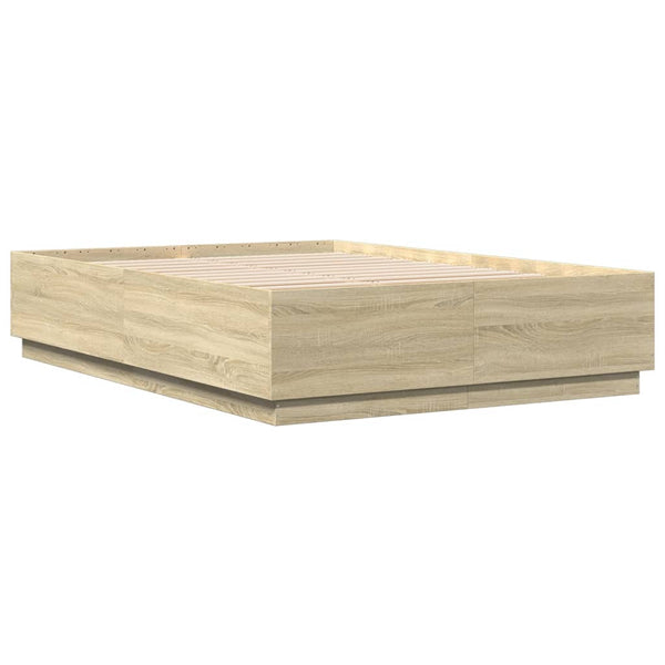 vidaXL Bed Frame with LED Sonoma Oak 140x200 cm Engineered Wood
