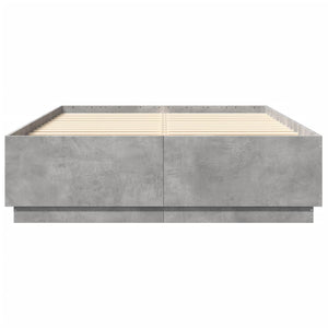vidaXL Bed Frame with LED Concrete Grey 140x200 cm Engineered Wood
