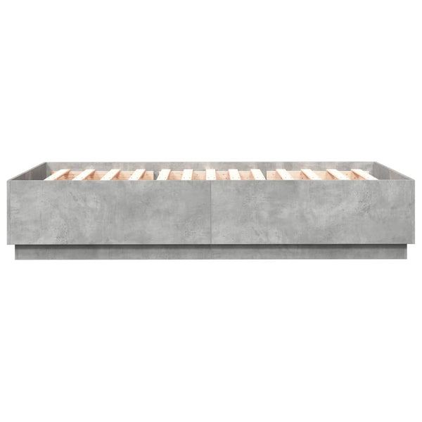 vidaXL Bed Frame with LED Concrete Grey 140x200 cm Engineered Wood