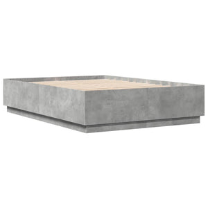 vidaXL Bed Frame with LED Concrete Grey 140x200 cm Engineered Wood