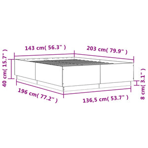 vidaXL LED Bed Frame Gray Sonoma 140x200 cm Engineered Wood