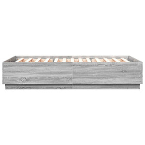 vidaXL LED Bed Frame Gray Sonoma 140x200 cm Engineered Wood