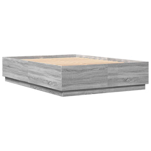 vidaXL LED Bed Frame Gray Sonoma 140x200 cm Engineered Wood