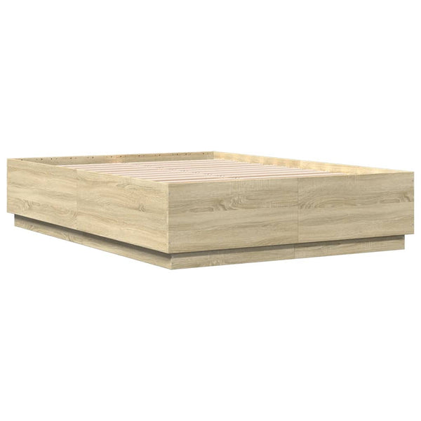 vidaXL Bed Frame with LED Sonoma Oak 120x200 cm Engineered Wood